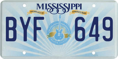 MS license plate BYF649