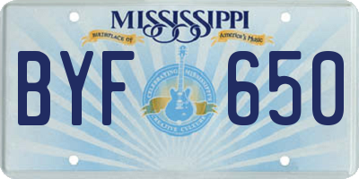 MS license plate BYF650