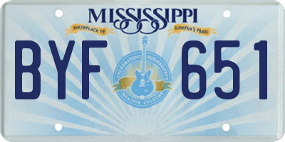MS license plate BYF651