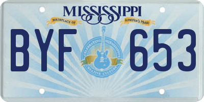 MS license plate BYF653