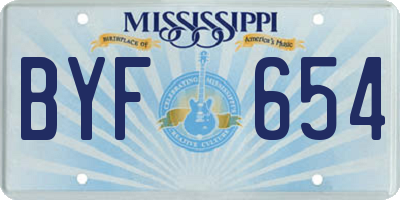 MS license plate BYF654
