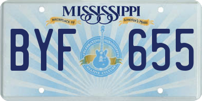 MS license plate BYF655