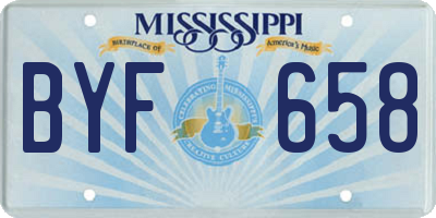 MS license plate BYF658