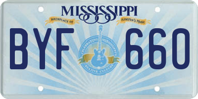 MS license plate BYF660