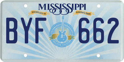 MS license plate BYF662