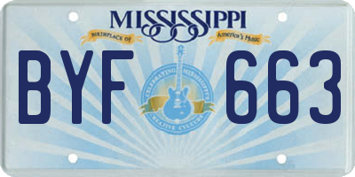 MS license plate BYF663
