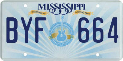 MS license plate BYF664