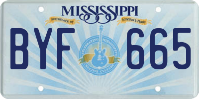MS license plate BYF665