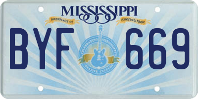 MS license plate BYF669
