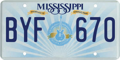 MS license plate BYF670