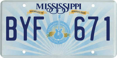 MS license plate BYF671