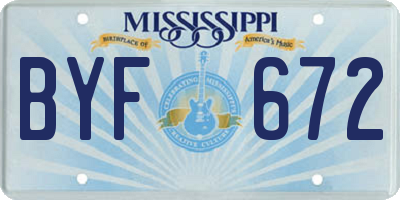 MS license plate BYF672