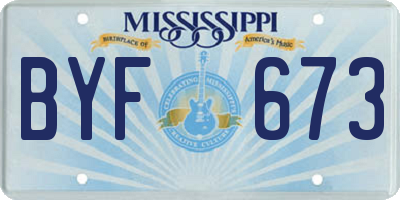 MS license plate BYF673