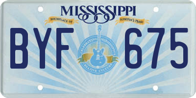 MS license plate BYF675