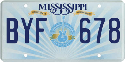 MS license plate BYF678