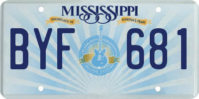 MS license plate BYF681