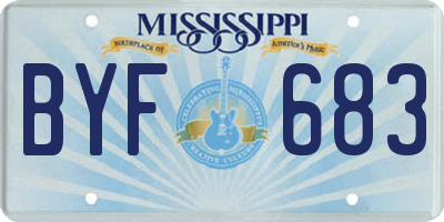 MS license plate BYF683