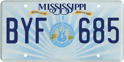 MS license plate BYF685