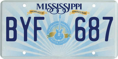 MS license plate BYF687
