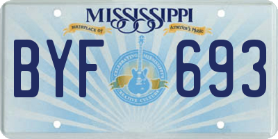 MS license plate BYF693
