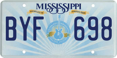 MS license plate BYF698