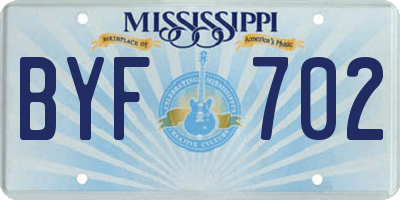 MS license plate BYF702