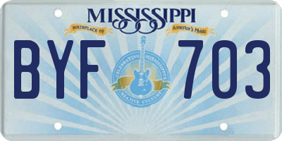 MS license plate BYF703