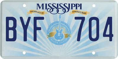 MS license plate BYF704