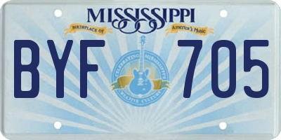 MS license plate BYF705