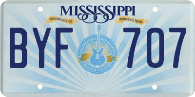 MS license plate BYF707