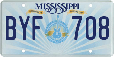 MS license plate BYF708
