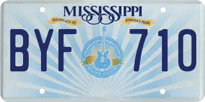 MS license plate BYF710