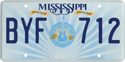 MS license plate BYF712