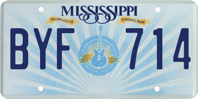 MS license plate BYF714