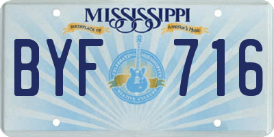 MS license plate BYF716