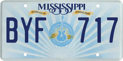 MS license plate BYF717