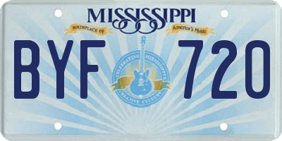 MS license plate BYF720