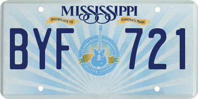 MS license plate BYF721