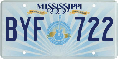 MS license plate BYF722