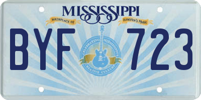 MS license plate BYF723