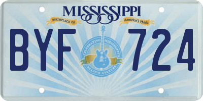 MS license plate BYF724