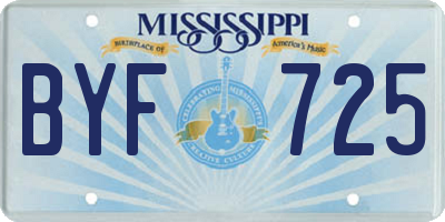 MS license plate BYF725