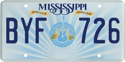 MS license plate BYF726