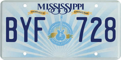 MS license plate BYF728