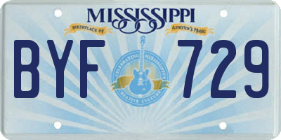 MS license plate BYF729