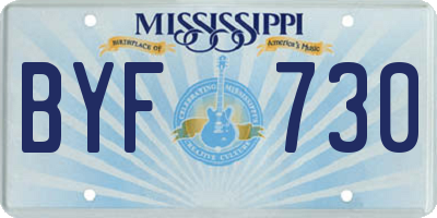 MS license plate BYF730