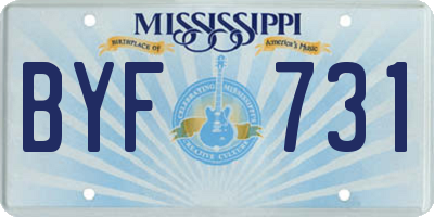 MS license plate BYF731