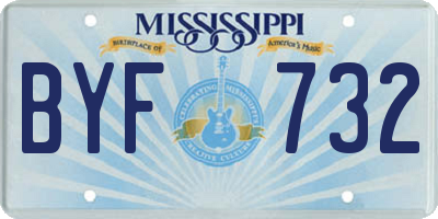 MS license plate BYF732