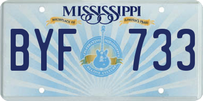 MS license plate BYF733