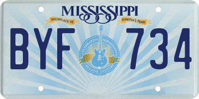 MS license plate BYF734